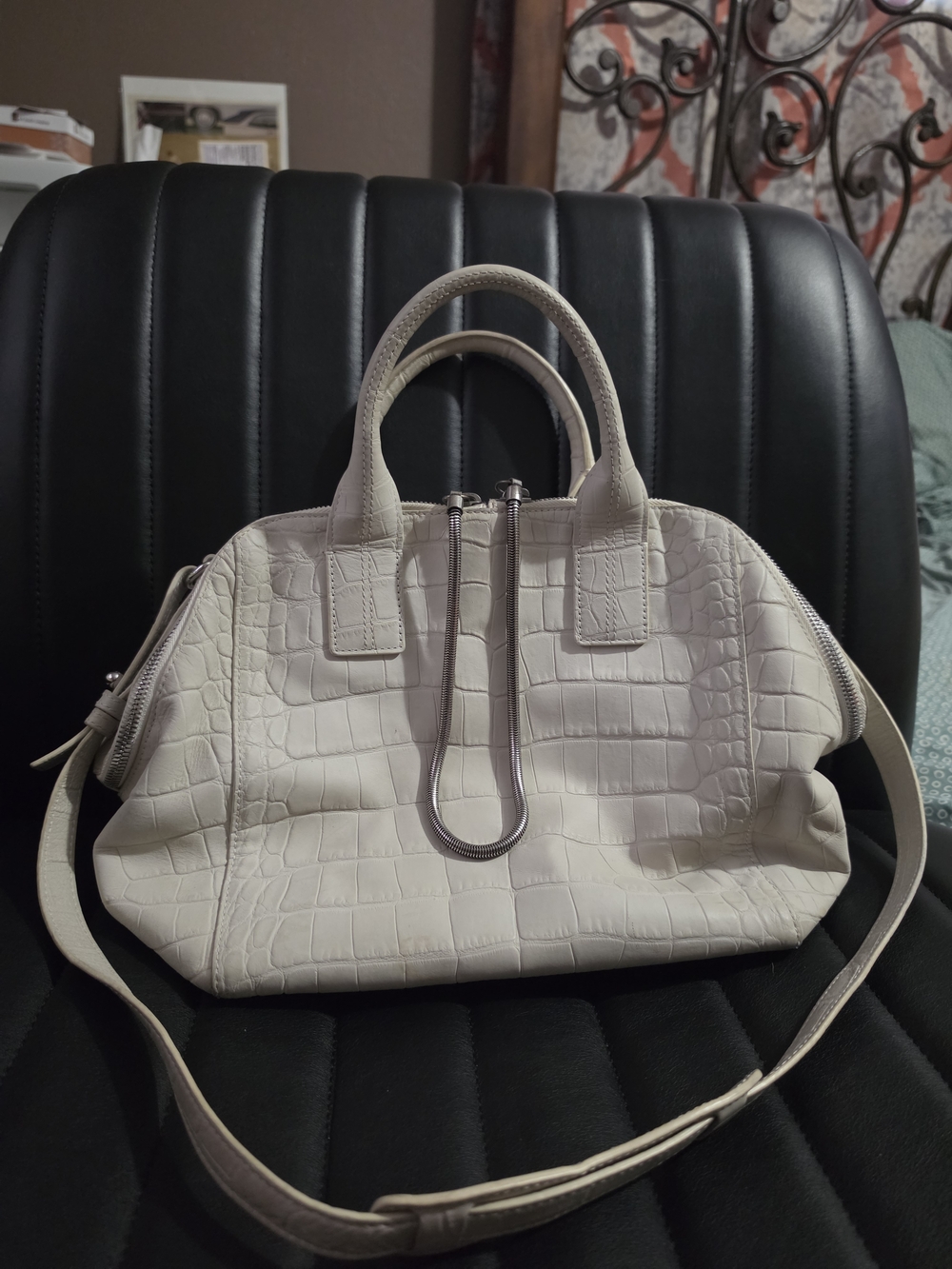 Alexander Wang Jamie Chastity Satchel Bag White Croc